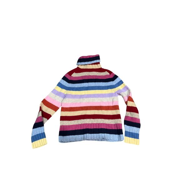 Old Navy Vintage Y2K 100% Lambs Wool Turtleneck Sweater Women Stripe Rainbow - Picture 5 of 5
